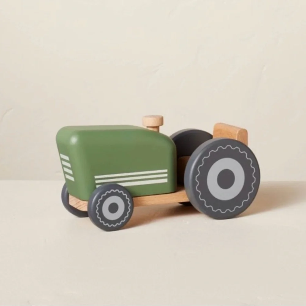 Hearth And Hand with Magnolia Wooden Toy Green WOOD Wood Tractor NEW IN BOX